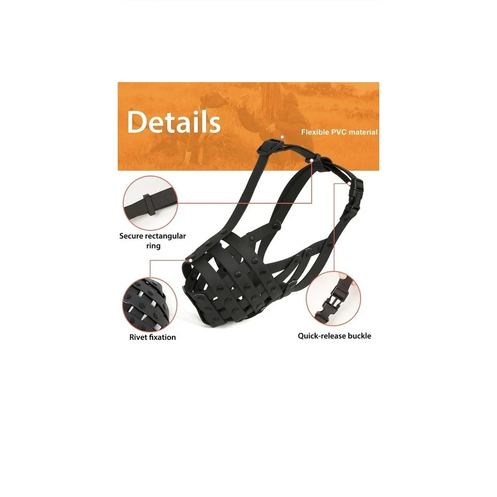 Muzzle For Large Sized Dogs Prevents Biting Scavenging Basket Style Black